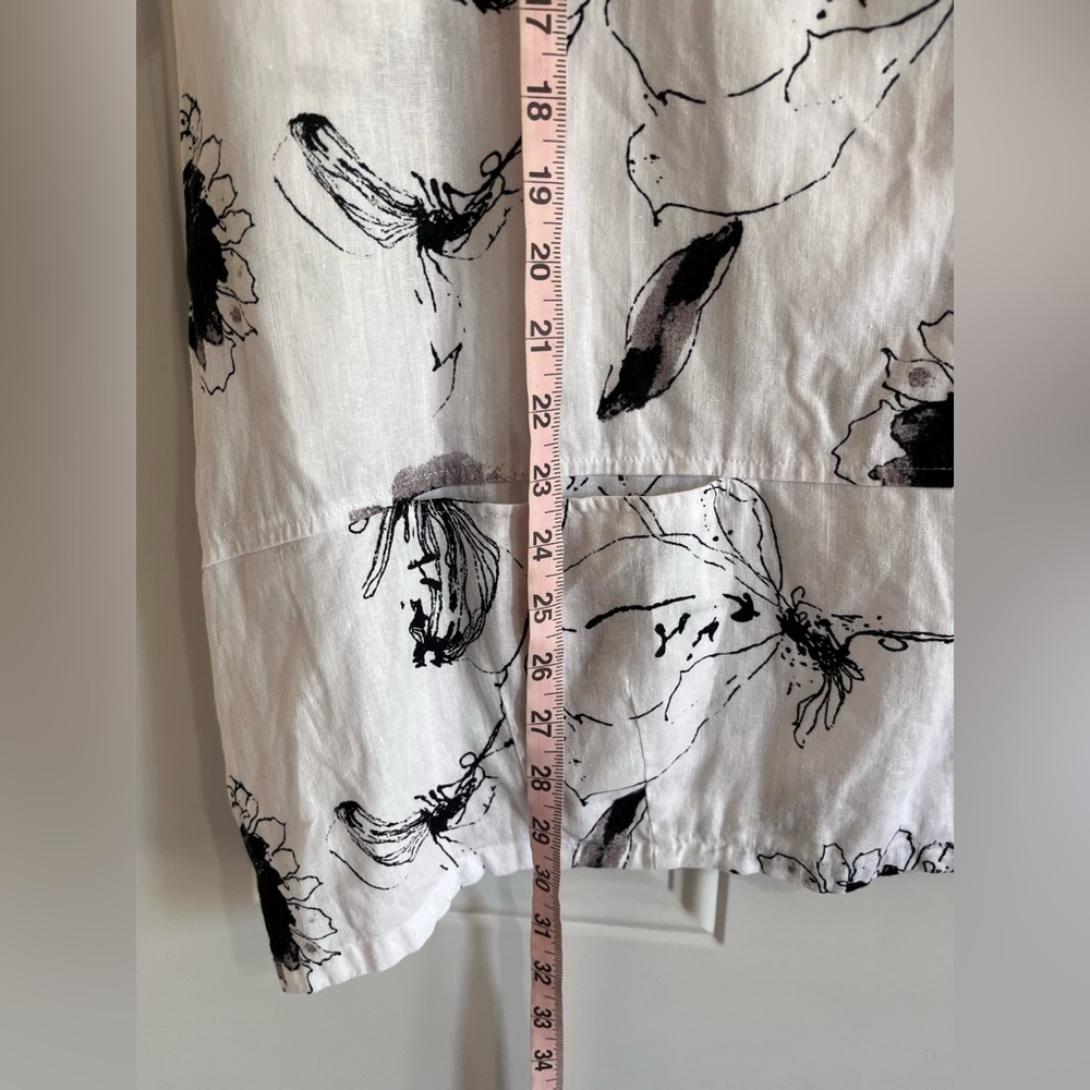 Habitat Linen Blend Floral Swing Shirt Women’s S White Black Floral Lagenlook - Picture 4 of 8